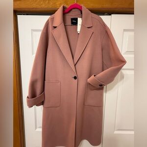 Theory Dusty Rose Single-Button Wool-Blend Trench Coat